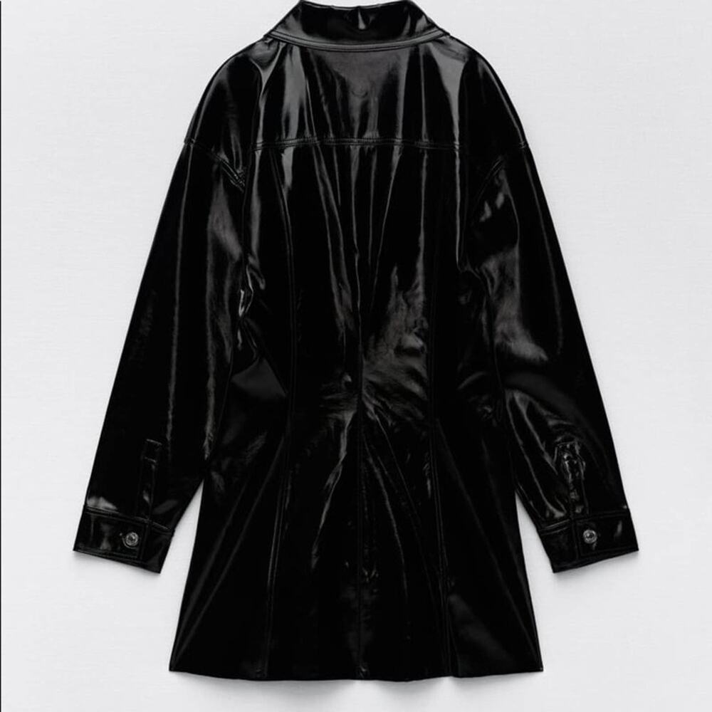 ZARA BLOGGER FAVORITE FAUX LEATHER DRESS BLACK - Picture 15 of 15